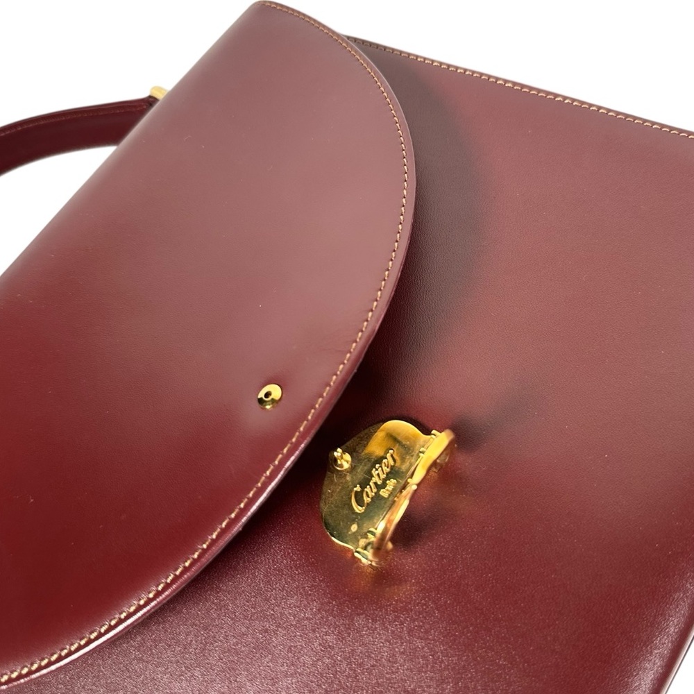 CARTIER Must Line Leather Top Handle Bag in Bordeaux - Picture 2 of 16